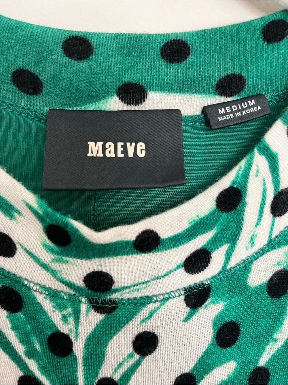 Maeve Anthropologie Caye Swing Midi Dress Sleeveless Green Palm Polka Dot M - Picture 6 of 12